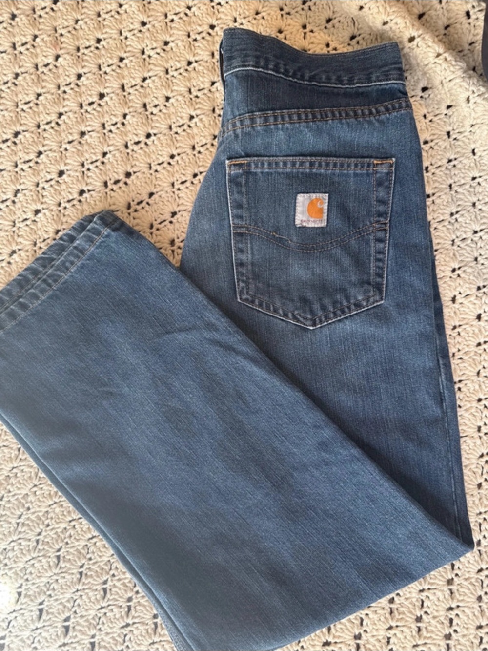 Carhartt Men's Dark Blue Straight-Leg Denim Jeans